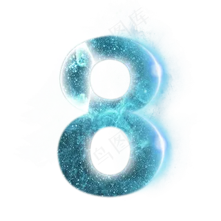 炫酷蓝色星空分裂数字8