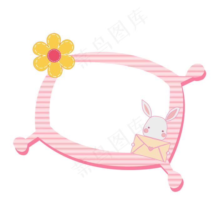 粉色卡通兔子边框设计