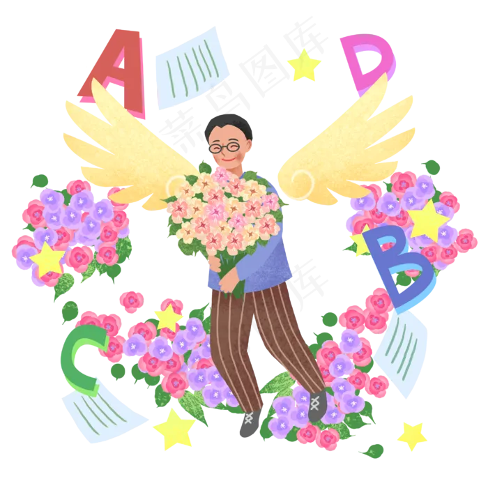 教师节男老师字母(3000X3000(DPI:300))psd模版下载