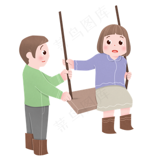 清明节荡秋千的女孩