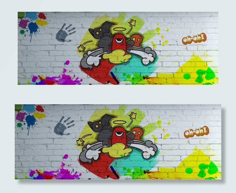 创意合成涂鸦墙背景