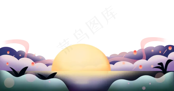 月亮剪纸风边框,免抠元素(5191*2728px 300 dpi )psd模版下载
