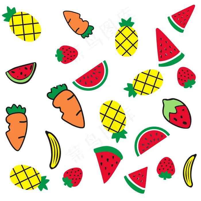 夏天卡通可爱水果矢量素材PNGai矢量模版下载