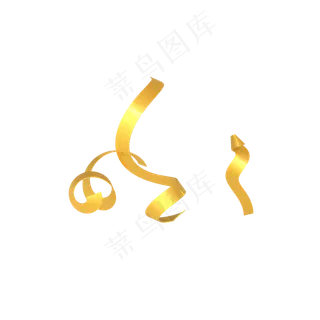 C4D立体金色丝带绸带,免抠元素