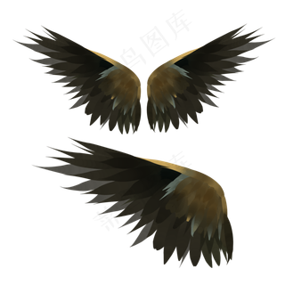 两对灰色翅膀插图,免抠元素