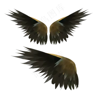 两对灰色翅膀插图,免抠元素