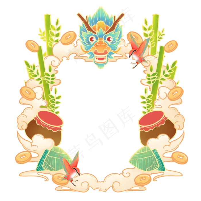 淡雅端午节云彩边框(2000X2000(DPI:300))psd模版下载