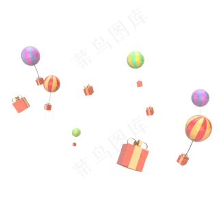 C4D电商气球礼物漂浮物点罪条纹彩,免抠元素