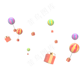 C4D电商气球礼物漂浮物点罪条纹彩,免抠元素