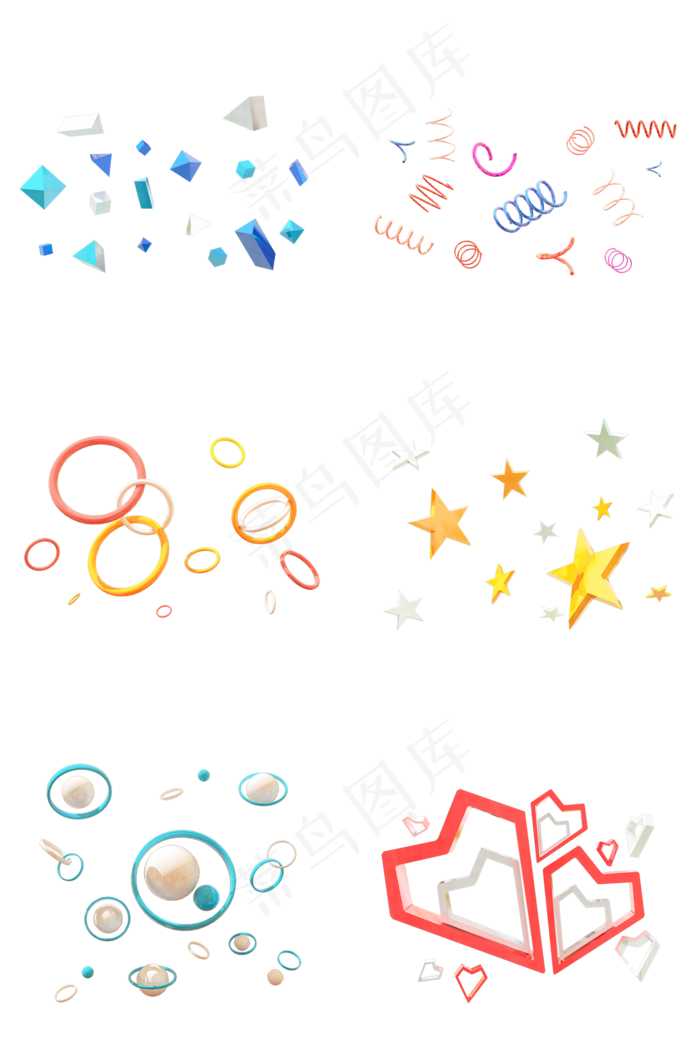 C4D卡通可爱悬浮颗粒素材合集,免抠元素