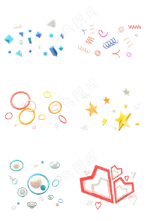 C4D卡通可爱悬浮颗粒素材合集,免抠元素