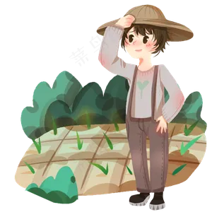 春分人物和植物装饰,免抠元素
