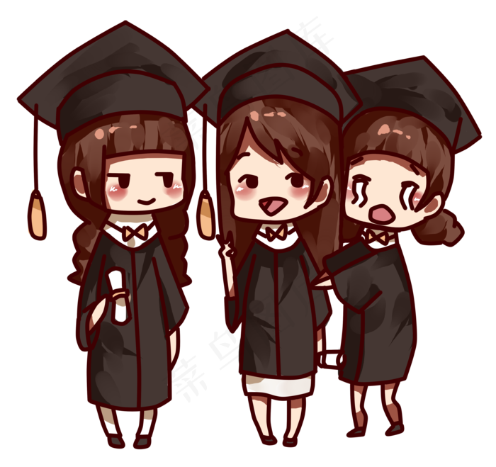 毕业季大学女生毕业合照