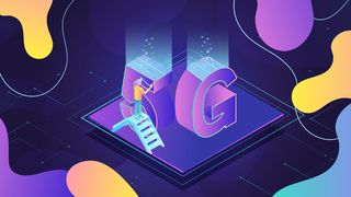 5G科技渐变2.5D信息数据上网横幅配图