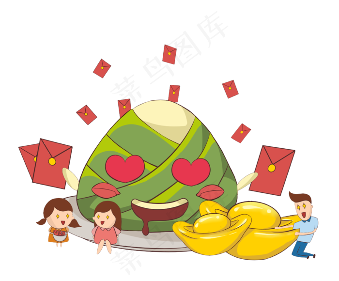 端午节粽子红包促销插画