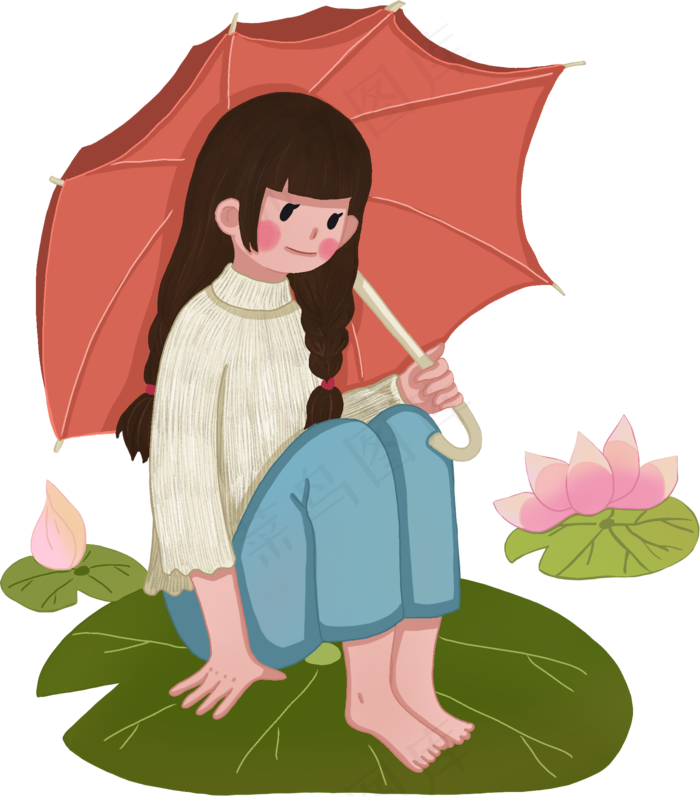 谷雨节气雨伞女孩