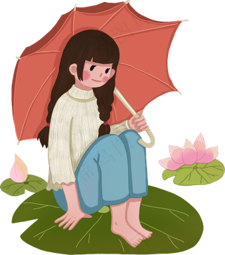 谷雨节气雨伞女孩