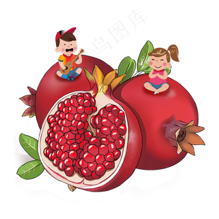 坐在石榴唱歌水果合成