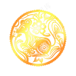 烫金门贴鼠年剪纸,免抠元素