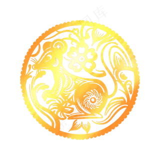 烫金门贴鼠年剪纸,免抠元素