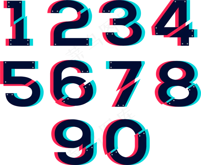 抖音3D阿拉伯数字(1865*1532px 	      )psd模版下载