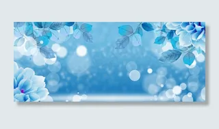 小清新唯美护肤品植物精华化妆品蓝色梦幻