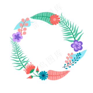 卡通夏至夏天花环免扣素材 卡通夏至夏天花环免扣素材