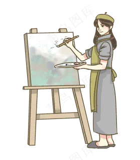 清新少女绘画PNG素材 清新少女绘画PNG素材