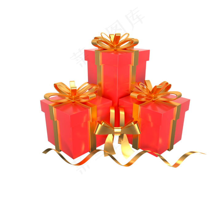红色节日促销礼盒,免抠元素