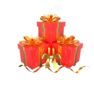红色节日促销礼盒,免抠元素