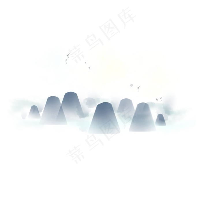 水墨山水画(2000*2000px 300 dpi )psd模版下载