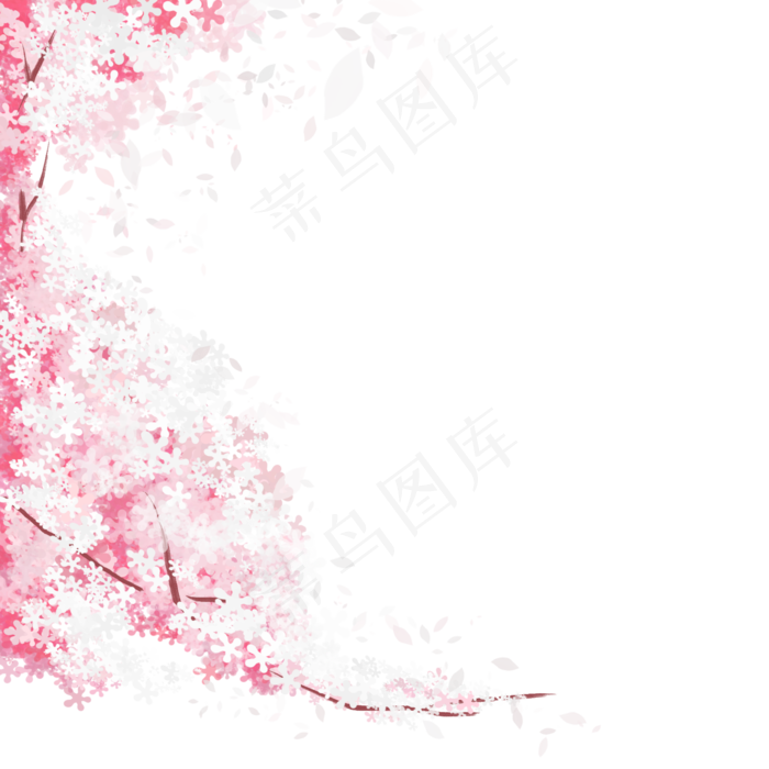 粉色浪漫樱花树,免抠元素(2000X2000(DPI:300))psd模版下载