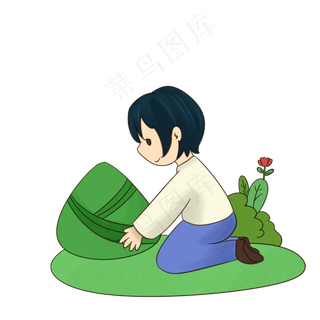 端午节抱着粽子的女孩