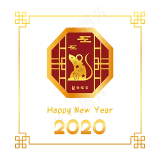 矢量2020鼠年边框,免抠元素