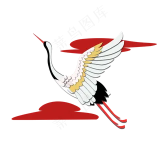 中国风仙鹤西去元素,免抠元素
