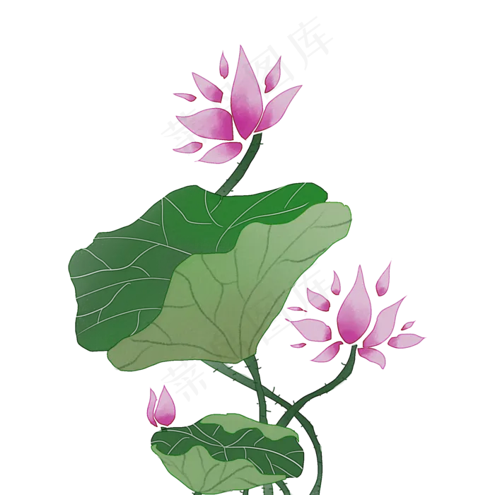 清新水彩紫色荷花图案(2000X2000(DPI:300))psd模版下载