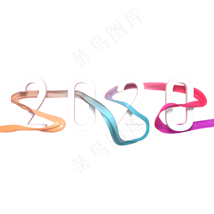 2020新年鼠年白色立体字(2000X2000(DPI:150))psd模版下载