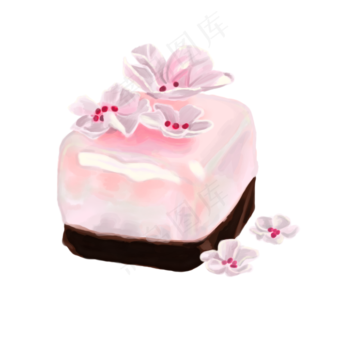 粉色花朵樱花装饰蛋糕,免抠元素(2000X2000(DPI:300))psd模版下载