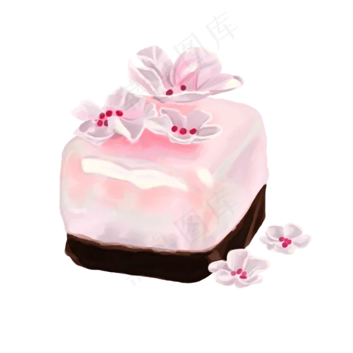 粉色花朵樱花装饰蛋糕,免抠元素