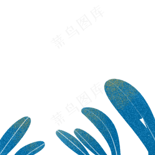 不同形状的卡通蓝叶子免扣图