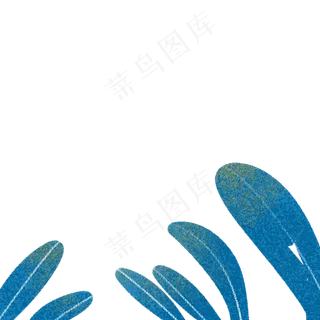 不同形状的卡通蓝叶子免扣图