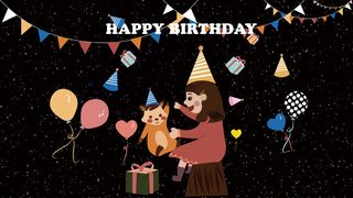 女孩和宠物的生日