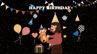 女孩和宠物的生日