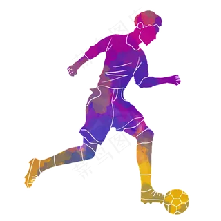 水彩运动足球运动员