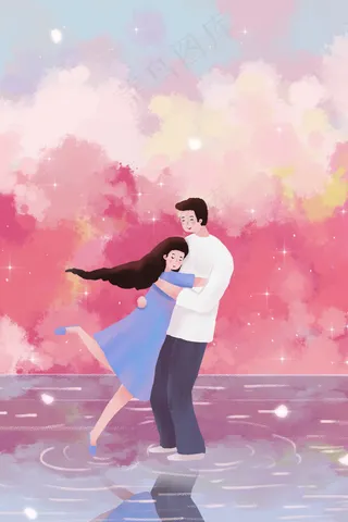 情人节主题之情人拥抱温馨唯美治愈