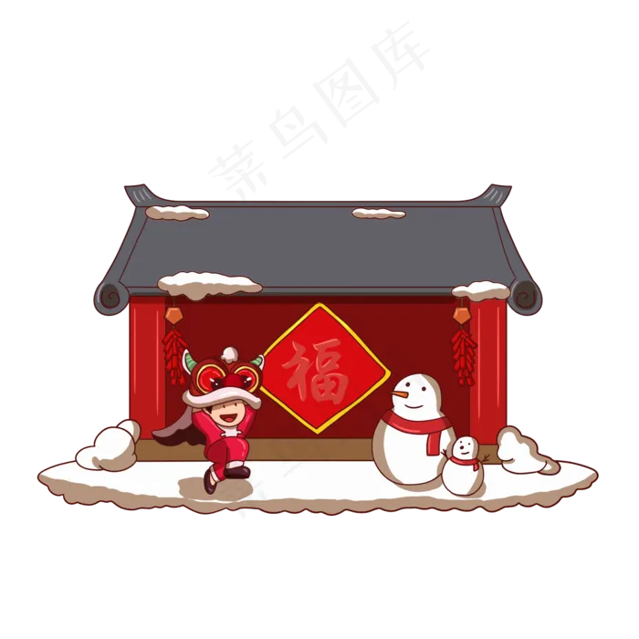卡通鼠年新春舞狮,免抠元素(2000X2000(DPI:7620))psd模版下载