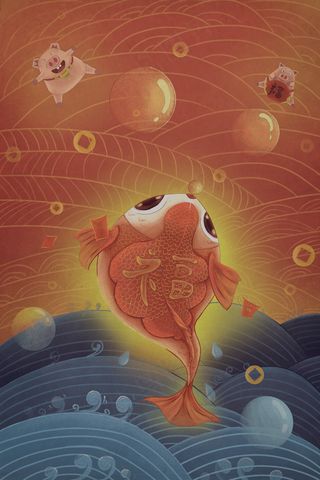 2019年新年春节新年锦鲤年年有余