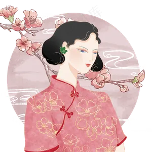 国潮旗袍模特,免抠元素