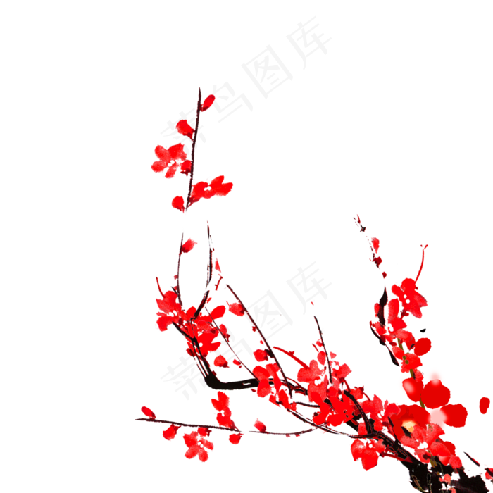 冬天梅花樱花新年,免抠元素(2000*2000px 300 dpi )psd模版下载