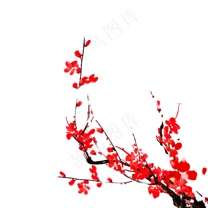 冬天梅花樱花新年,免抠元素(2000*2000px 300 dpi )psd模版下载